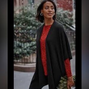 NWT J Jill Lightweight Poncho Kimono in Black Size S/M